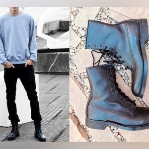 Vintage Black Leather Men Steel toe boots. US Men Size 9E Vintage Combat